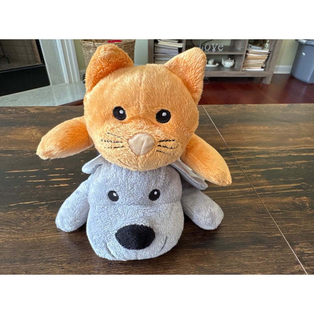 Melissa & Doug Plush Cat and Dog Set Orange Grey Stuffed Animals 8 Inch